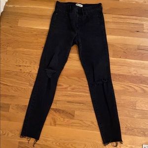 8” inch high rise skinny jeans in black